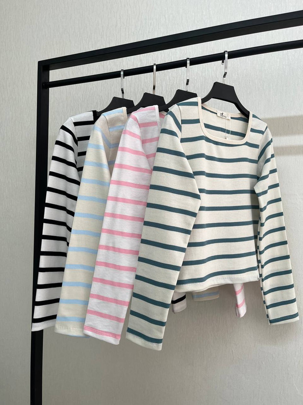 بلوز راه راه کبریتی یقه خشتی تنخور جذاب و دلبر