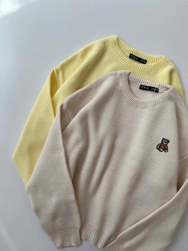 پلیمر بافت تدی با گلدوزی تدی رنگ استخونی ولیمویی