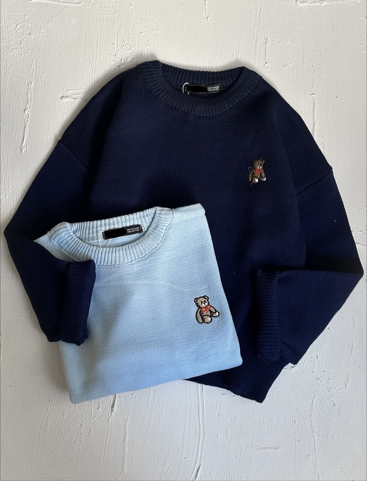 بلوز  بافت دخترانه رنگ سرمه ای و آبی گرم و باکیفیت