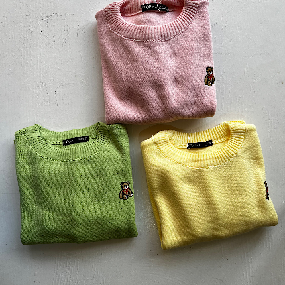 پلیمر بافت تدی با گلدوزی تدی رنگ استخونی و‌لیمویی