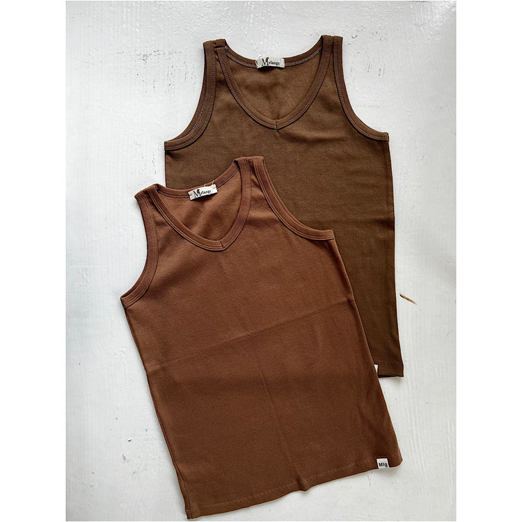 تاپ یقه هفت کبریتی زنانه رنگ قهوه ای روشن و نسکافه ای