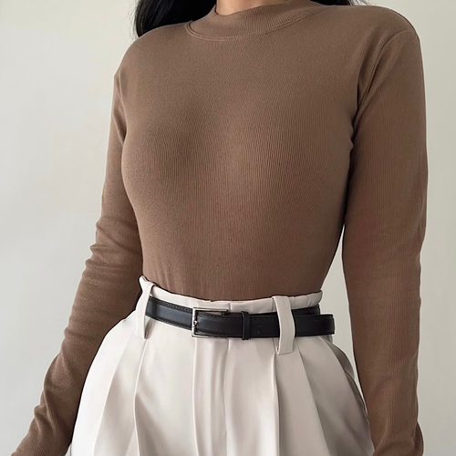 بلوزکبریتی یقه ایستاده زنانه برندviolet رنگ نسکافه ای