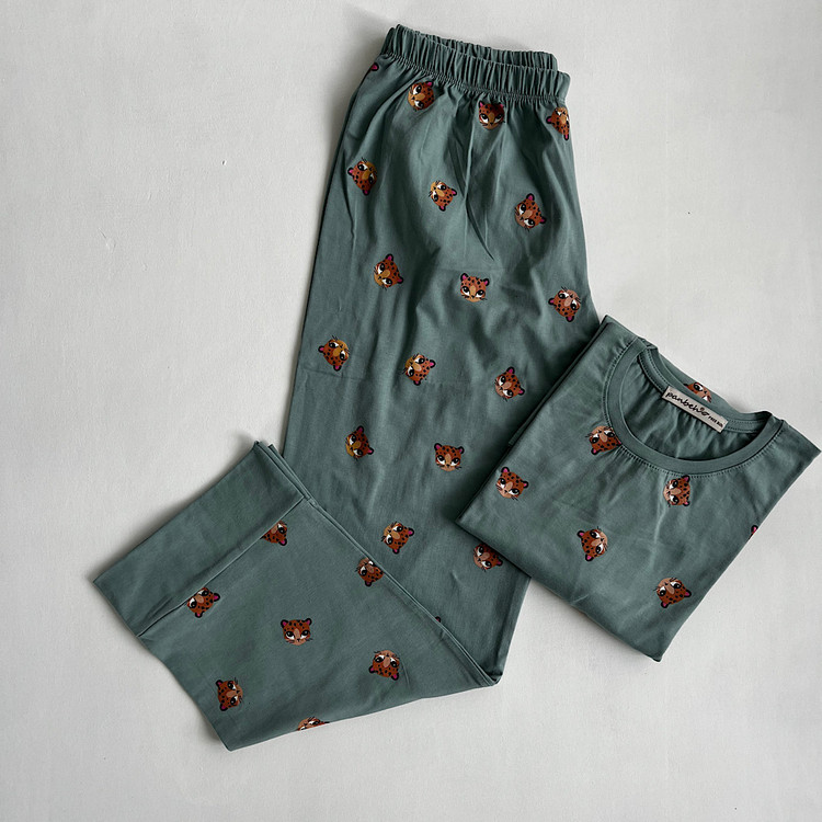 بلوز شلوار ست راحتی زنانه نخ پنبه کرک نمیشه اصلا آبی تیفانی