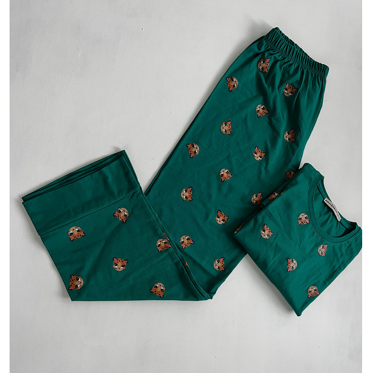 بلوز شلوار ست راحتی زنانه نخ پنبه رنگ سبز