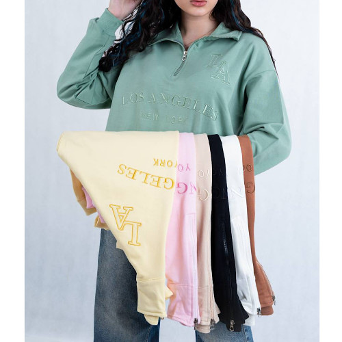 بلوز دورس نیم زیپ زنانه در رنگهای متنوع پاستیلی