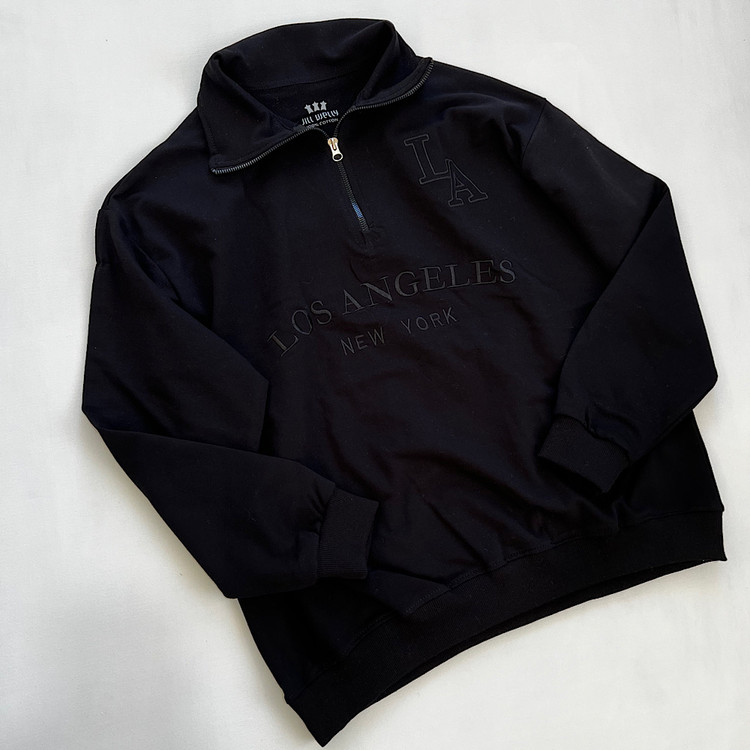 بلوز دورس نیم زیپ زنانه نخ و پنبه درجه یک رنگ مشکی پرطرفدار