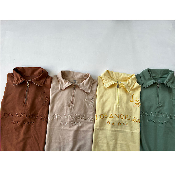 بلوز دورس نیم زیپ زنانه نخ و پنبه درجه یک رنگهای جذاب و شاد