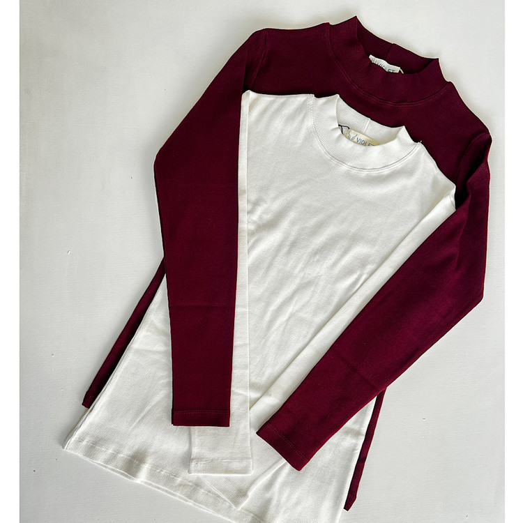 بلوز یقه ایستاده کبریتی نخ و پنبه رنگ سفید