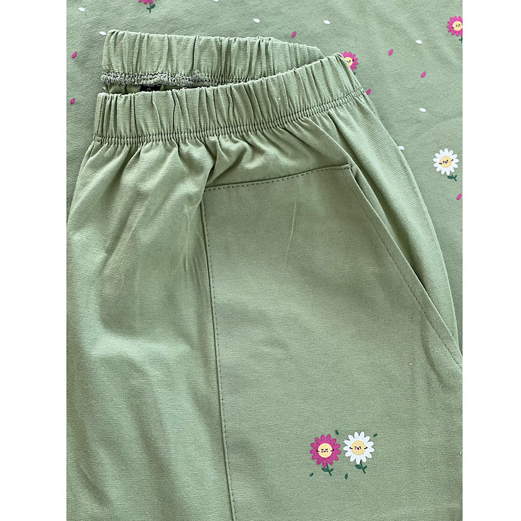 ست تیشرت شلوار راحتی زنانه نخی جیب دار