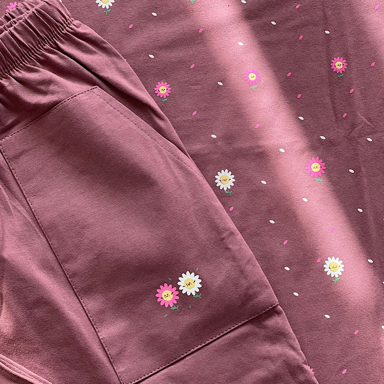 ست تیشرت شلوار راحتی زنانه نخی جیب دار دوخت با کیفیت