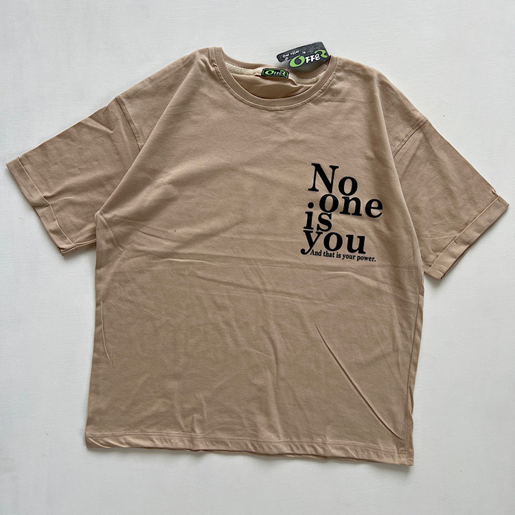 تیشرت باکسی آستین پاکتی نخ و پنبه درجه ۱ رنگ کرمی با هر رنگ شلوار میتونی ستش کنی