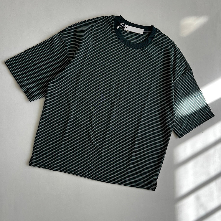 تیشرت باکسی راه راه دو رو پنبه زنانه|رنگ خوشگل و دوست داشتنی سبز راه راه زمردی باشلوار جینخیلی شیک میشه