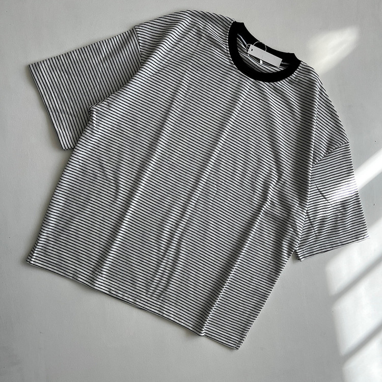 تیشرت باکسی دو رو پنبه راه راه زنانهبا کیفیت عالی قواره آزاد تنخور شیک